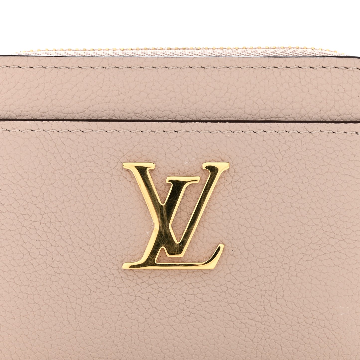 Calfskin Lockme Zippy Coin Purse Greige