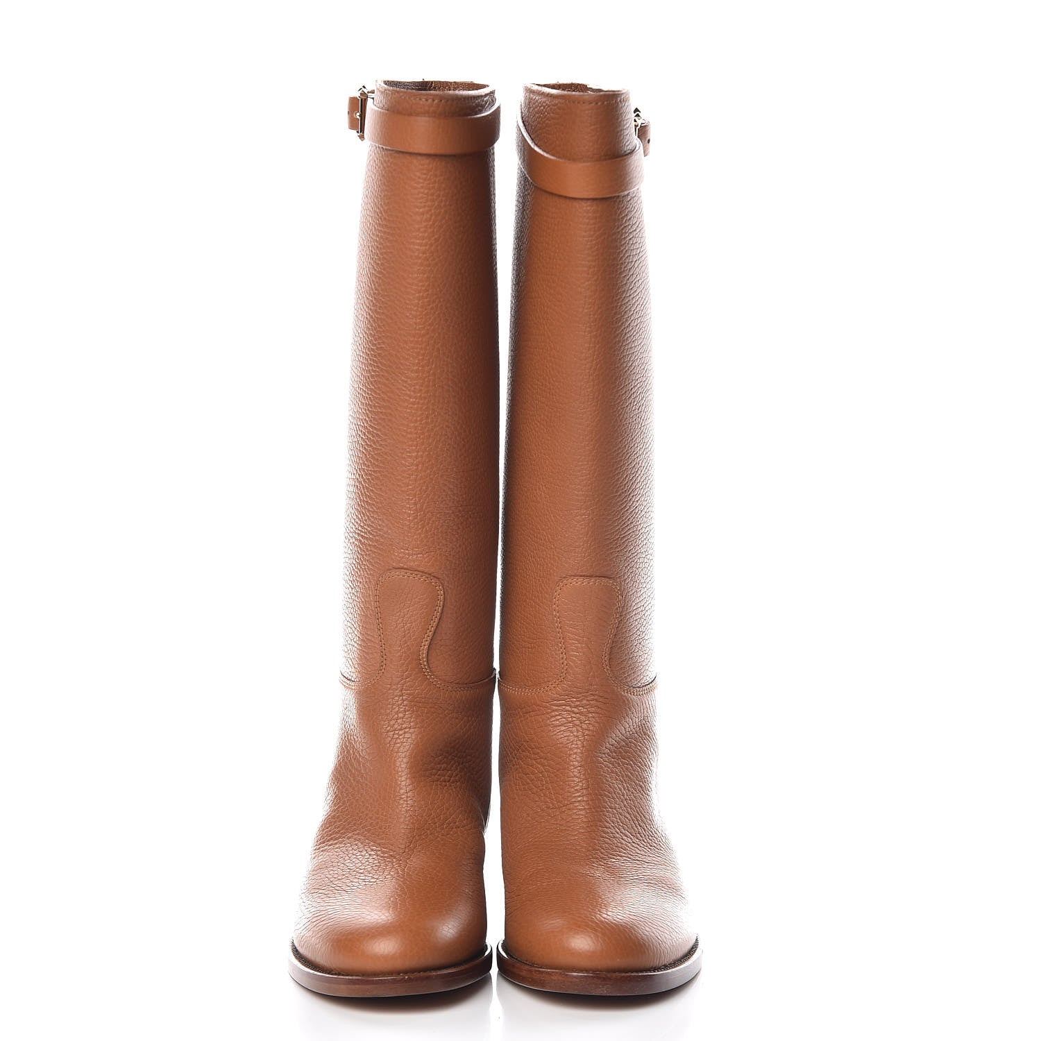 Valentino Garavani Grained Calfskin Rockstud Buckle Boots 35 Light Cuir 2 of 9