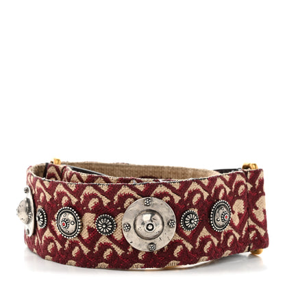 Christian Dior Oblique Studded Shoulder Strap Burgundy 2 of 4