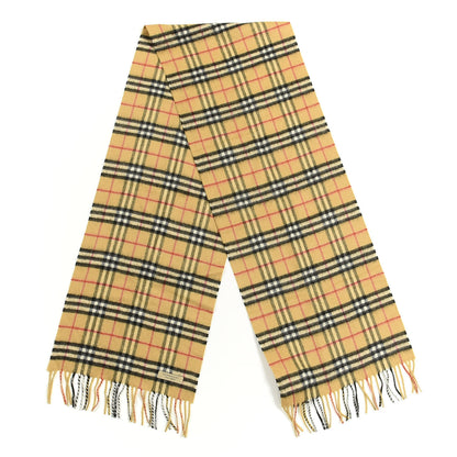 Burberry Cashmere Vintage Check Fringe Scarf Antique Yellow 2 of 4