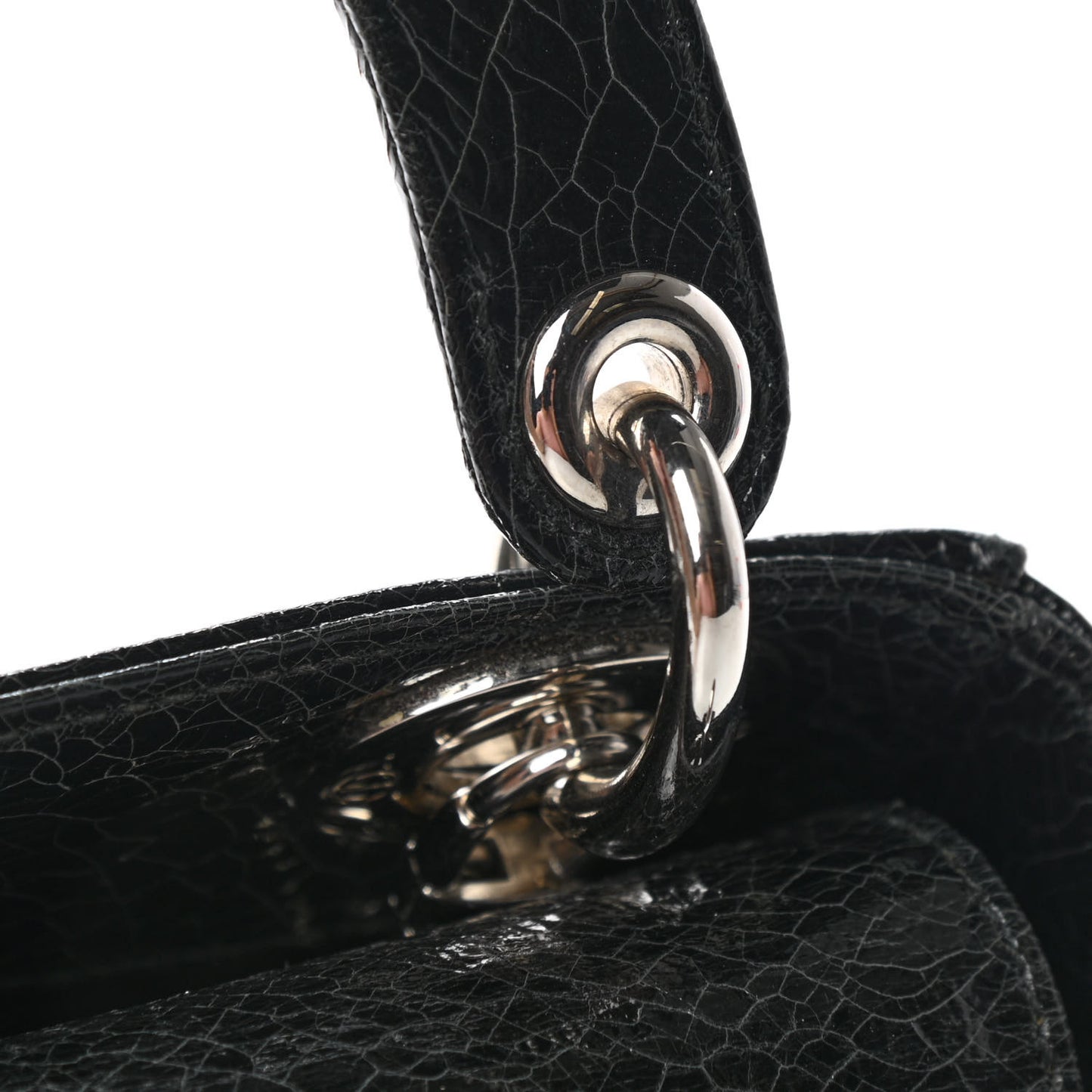 Ceramic Effect Deerskin Jeweled Swan Mini Lady Dior Black