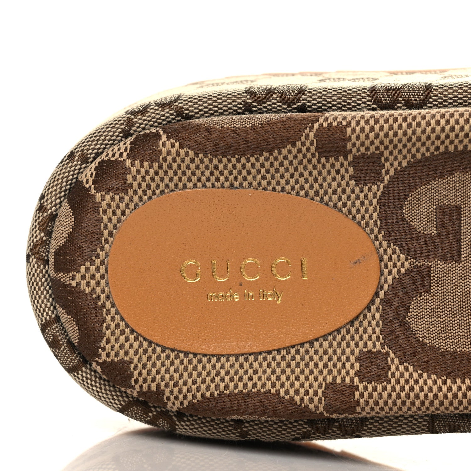 Gucci Monogram Maxi GG Angelina Platform 55mm Slide Sandals 40.5 Camel Ebony 7 of 8
