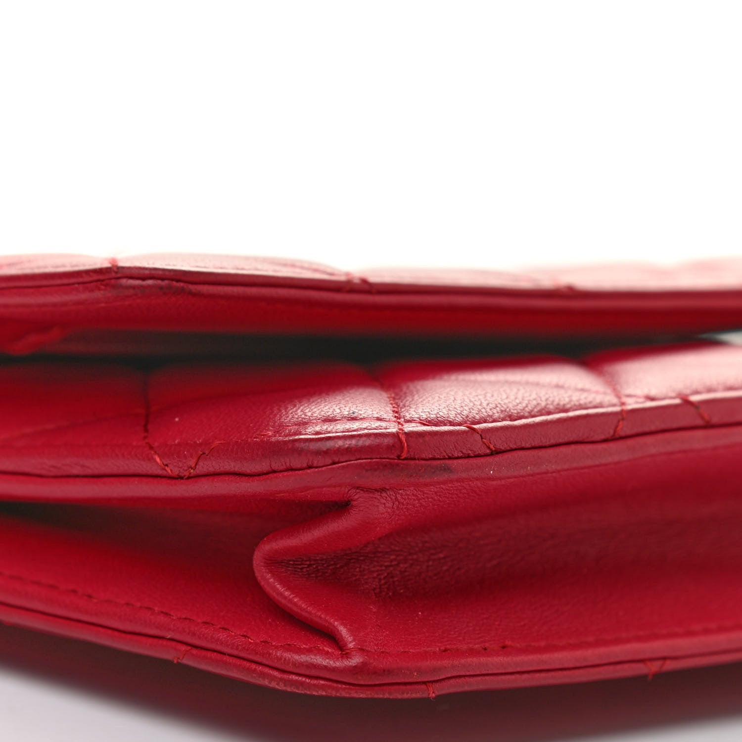 Chanel Lambskin Quilted Wallet On Chain WOC Red 6 of 9