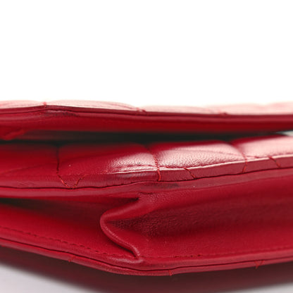 Chanel Lambskin Quilted Wallet On Chain WOC Red 6 of 9