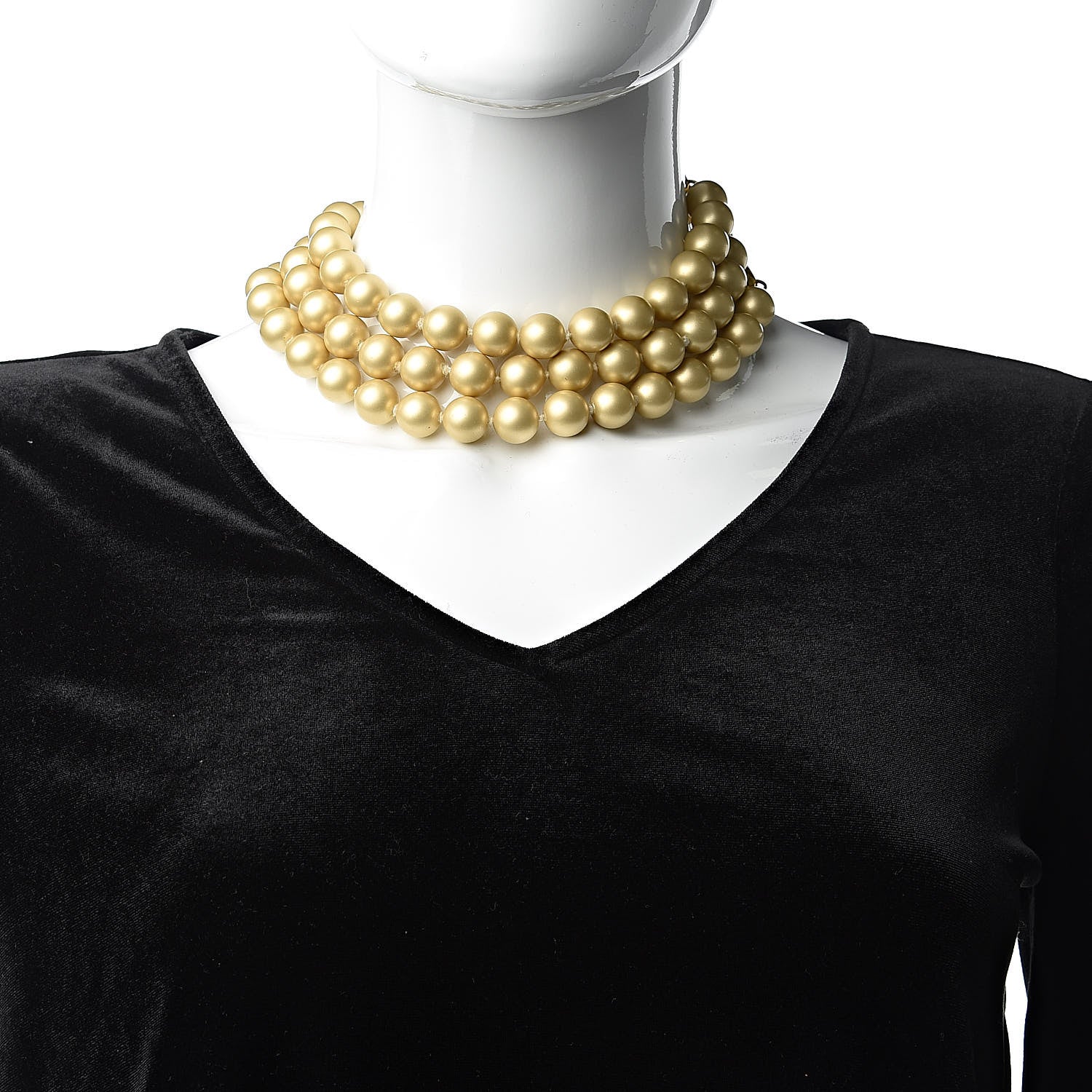 Chanel Pearl Layered Choker Necklace Gold 2 of 5