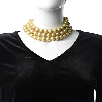 Chanel Pearl Layered Choker Necklace Gold 2 of 5