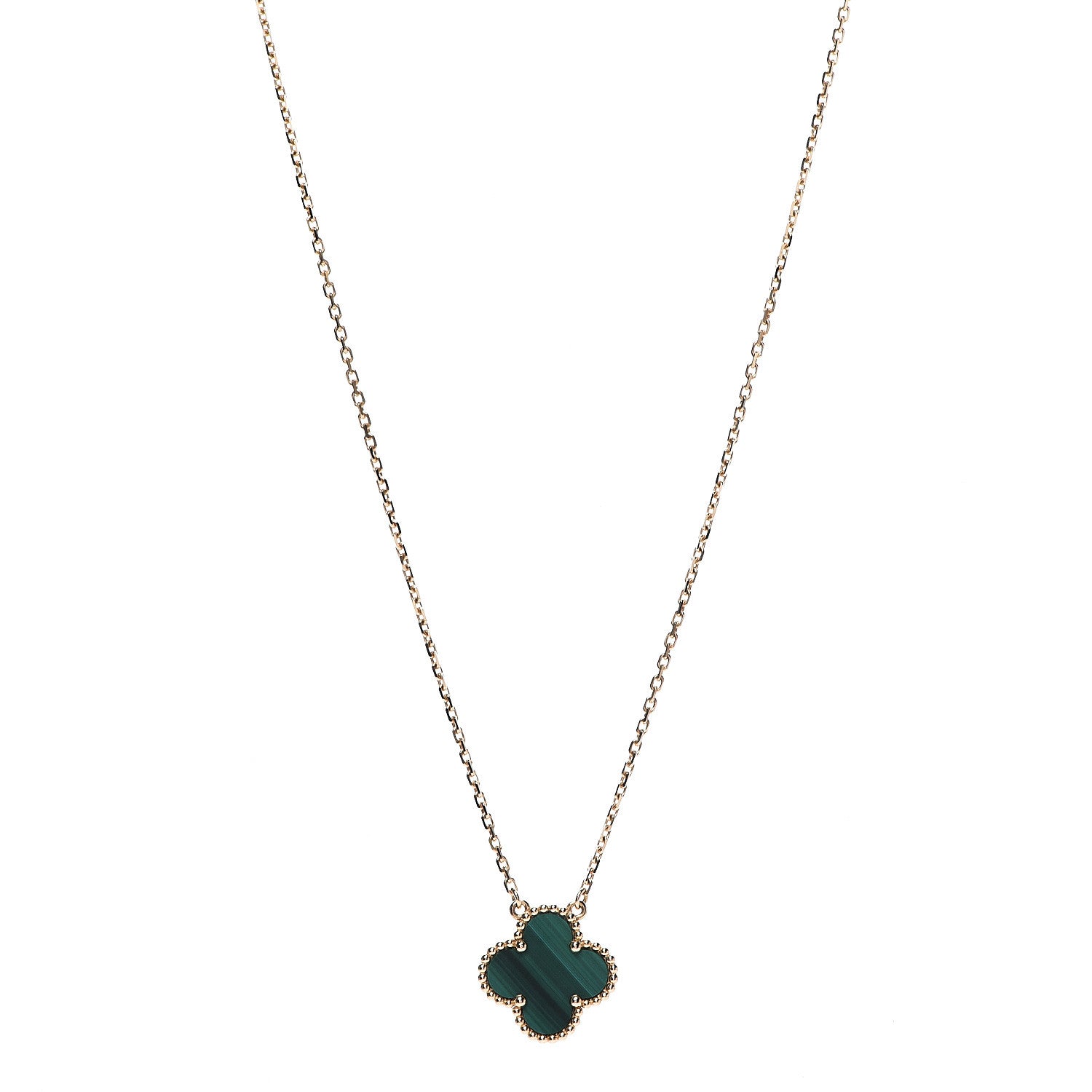 Van Cleef & Arpels 18K Yellow Gold Malachite Vintage Alhambra Pendant Necklace 1 of 6