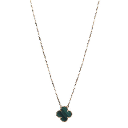 Van Cleef & Arpels 18K Yellow Gold Malachite Vintage Alhambra Pendant Necklace 1 of 6