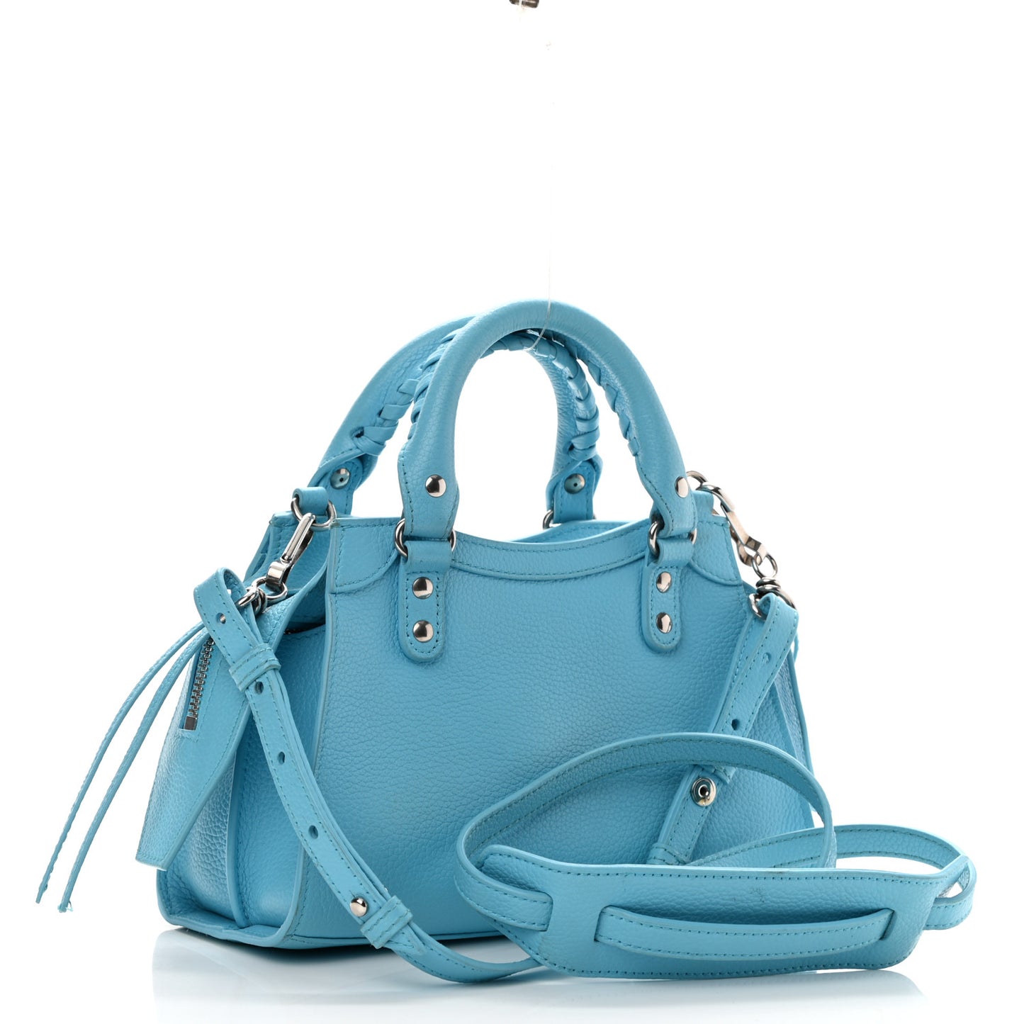 Grained Calfskin Neo Classic Silver Hardware Mini City Azur