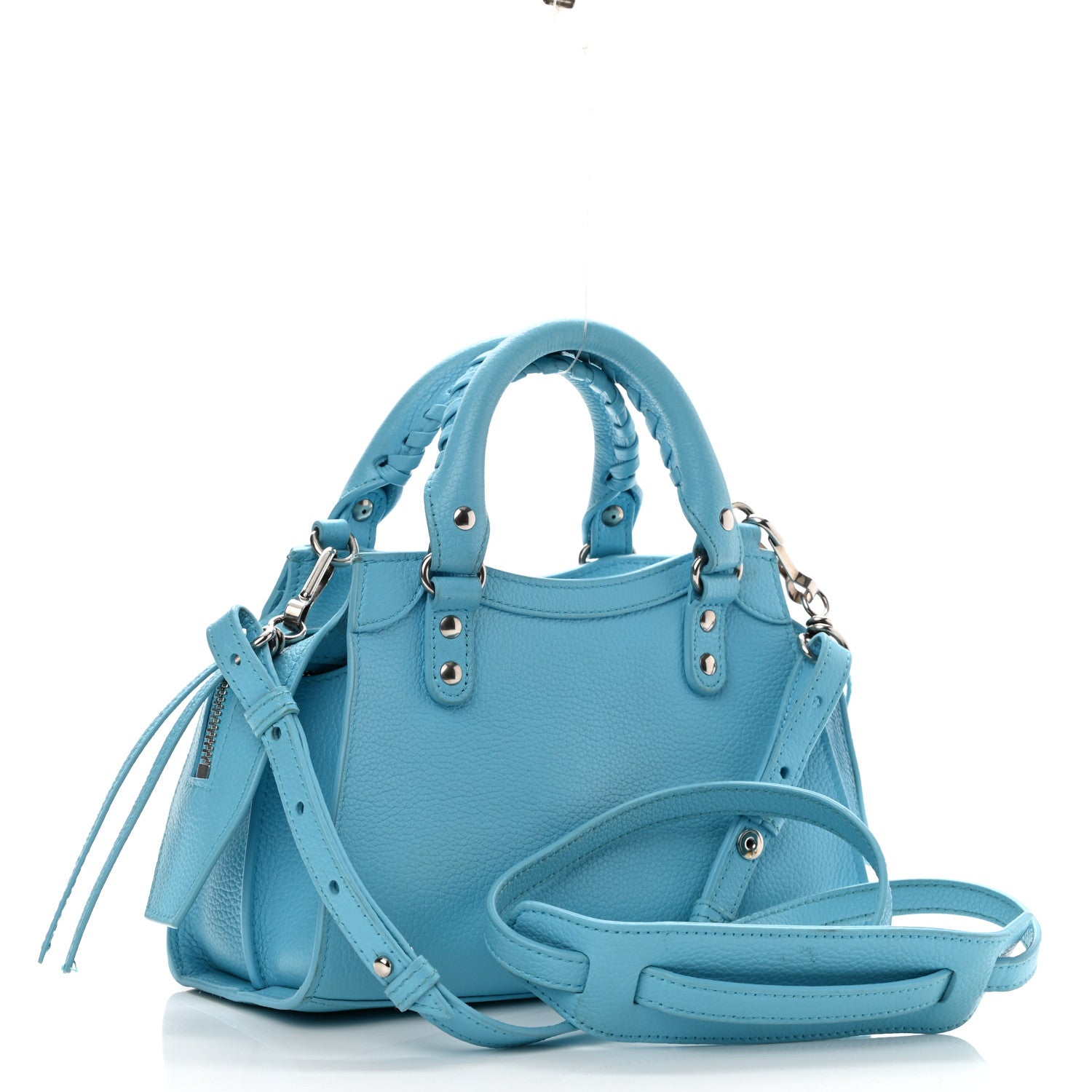 Balenciaga Grained Calfskin Neo Classic Silver Hardware Mini City Azur 3 of 8