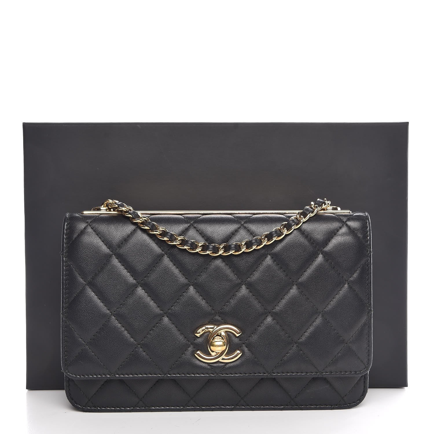 Chanel Lambskin Quilted Trendy CC Wallet On Chain WOC Black 10 of 10