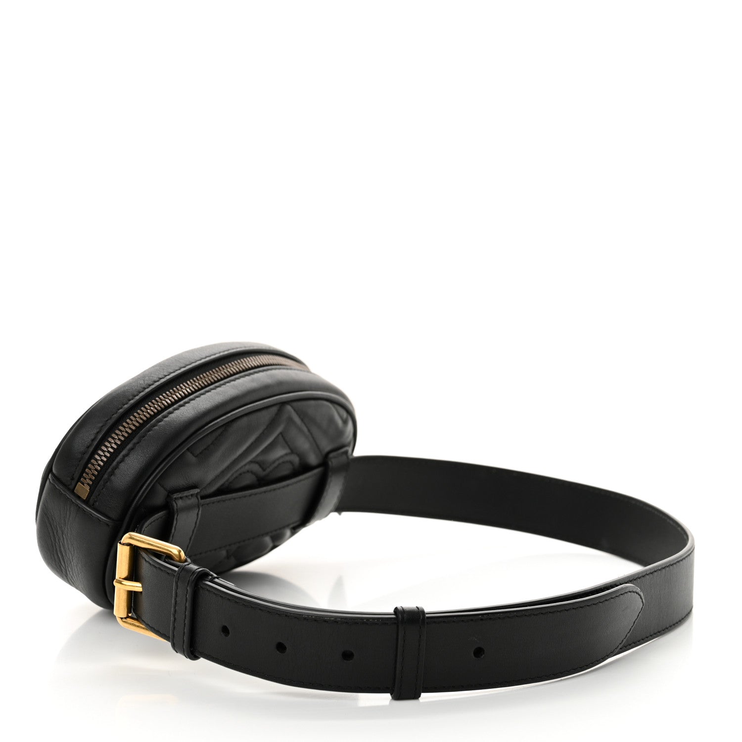 Gucci Calfskin Matelasse GG Marmont Belt Bag 85 34 Black 3 of 12