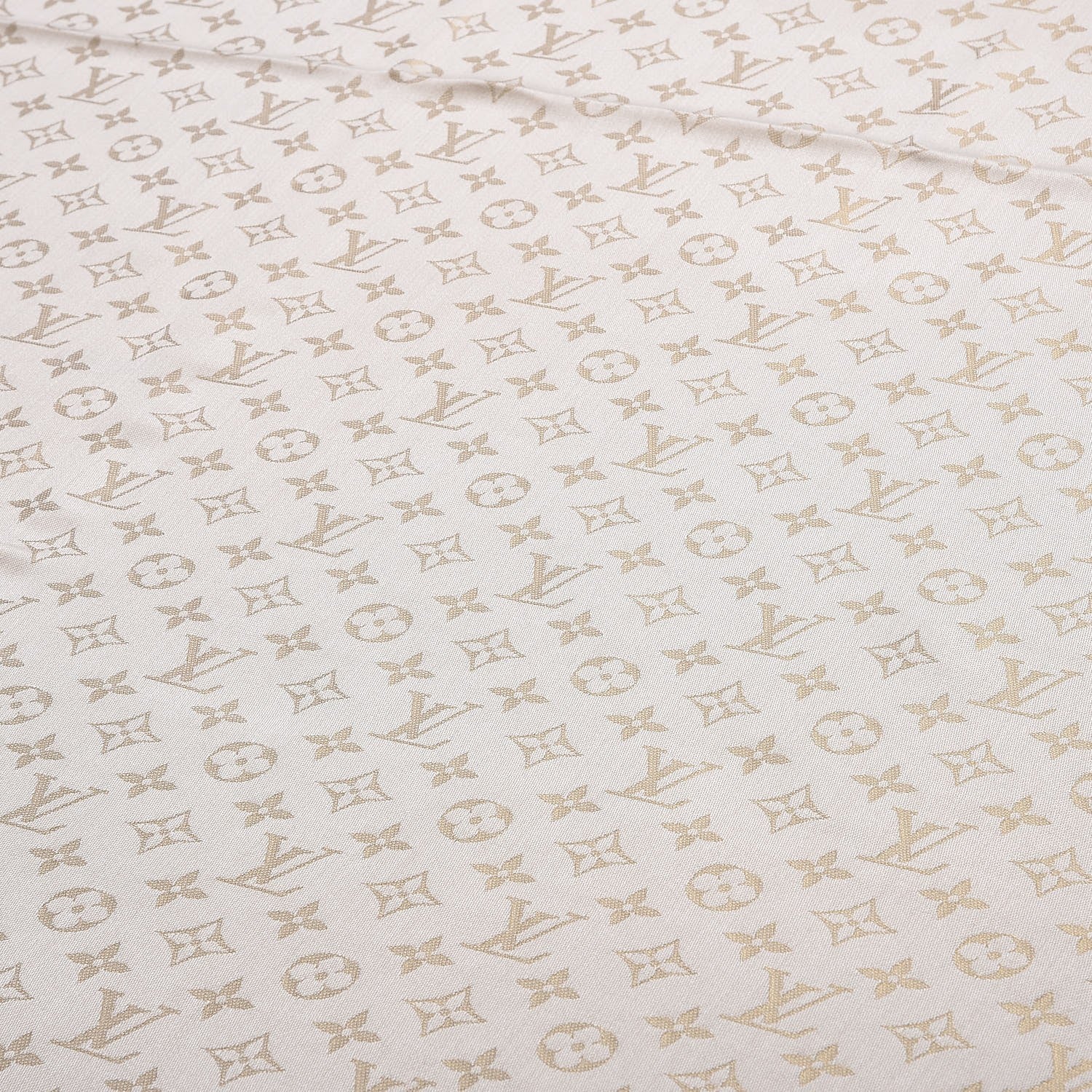 Louis Vuitton Wool Silk Lurex Monogram Shine Shawl White 3 of 6