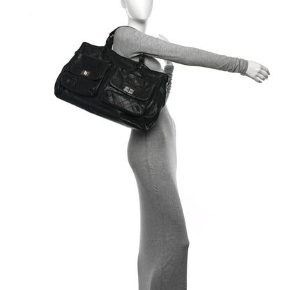 Chanel Glazed Caviar Reissue Double Pocket In The City Tote Black 2 of 13