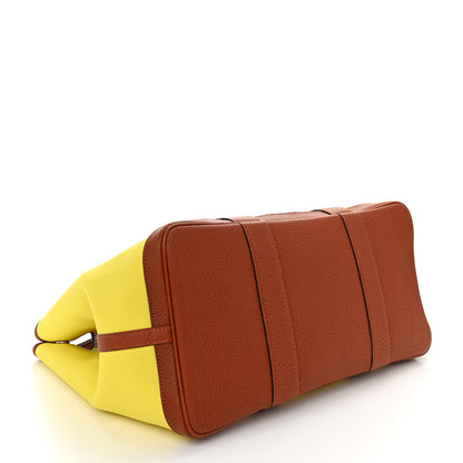 Hermes Toile Epsom Verso Garden Party 36 MM Jaune Citron Cuivre 4 of 10