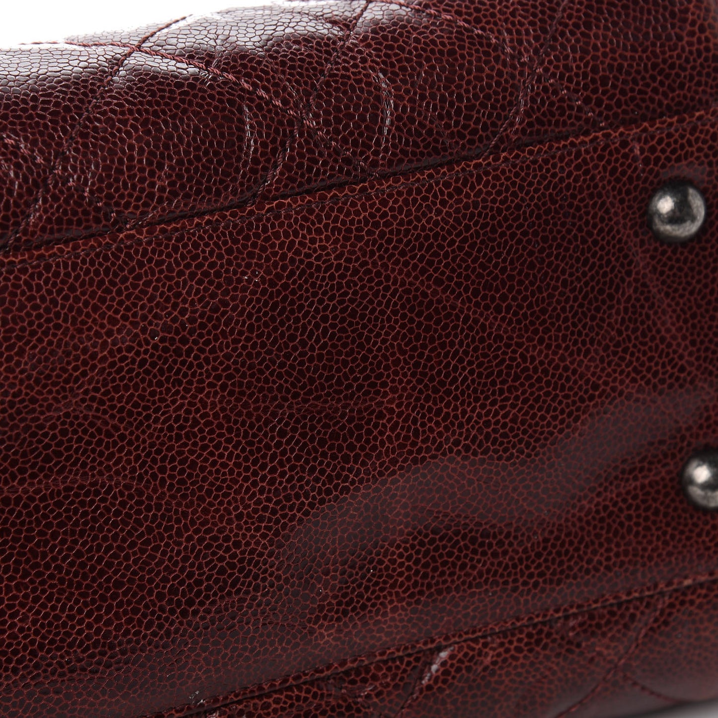 Crumpled Grained Calfskin CC Crave Tote Burgundy