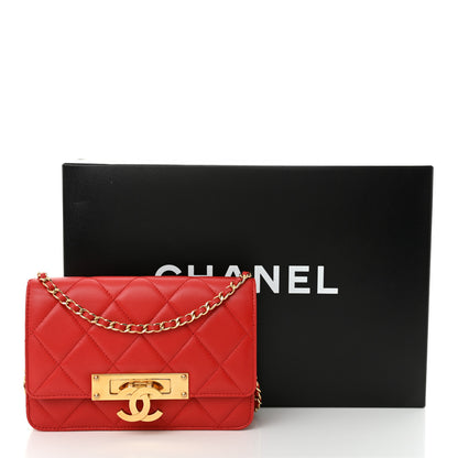 Chanel Lambskin Quilted Golden Class Wallet on Chain WOC Red 11 of 11