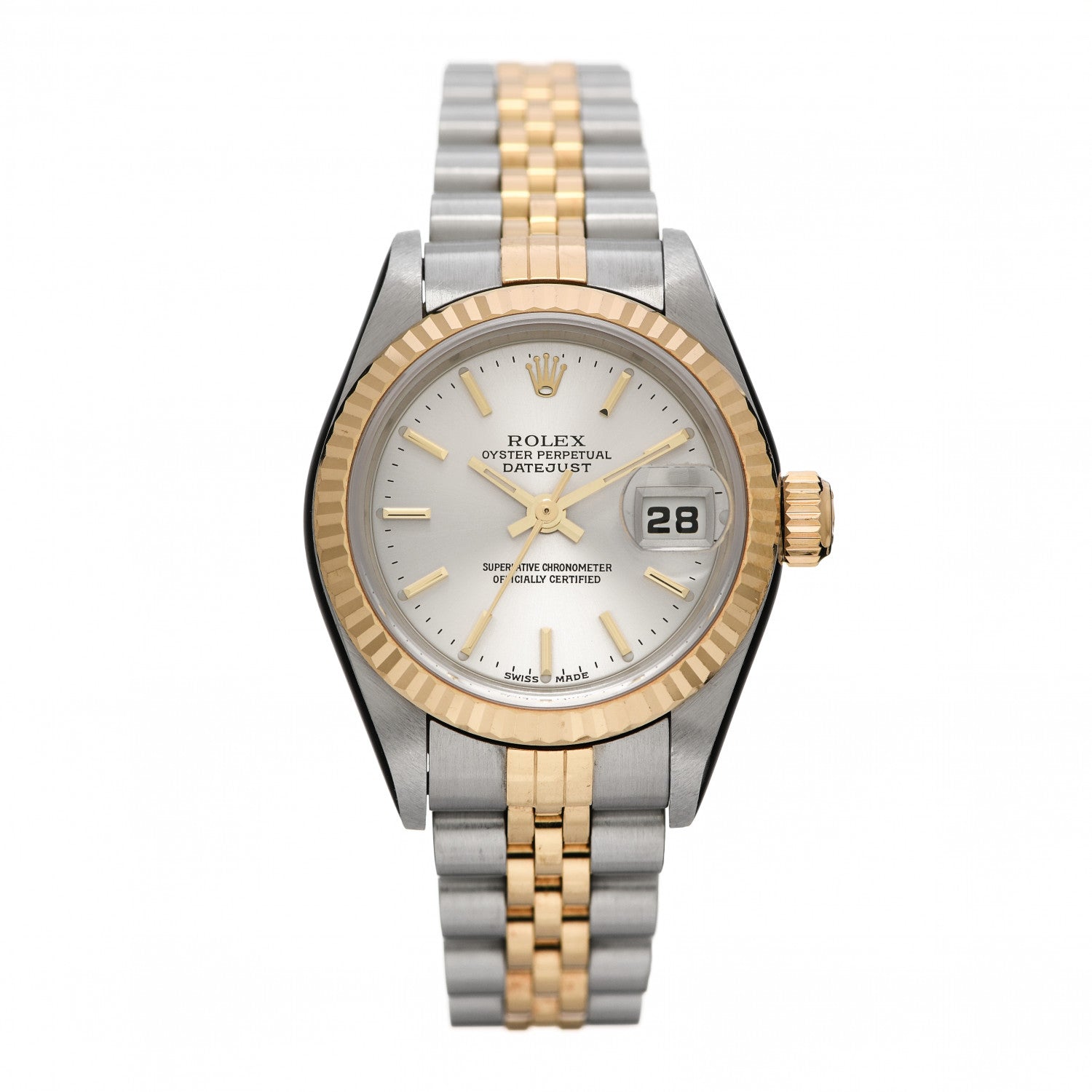 Rolex Stainless Steel 18K Yellow Gold 26mm Oyster Perpetual Datejust Watch Silver 79173 1 of 4