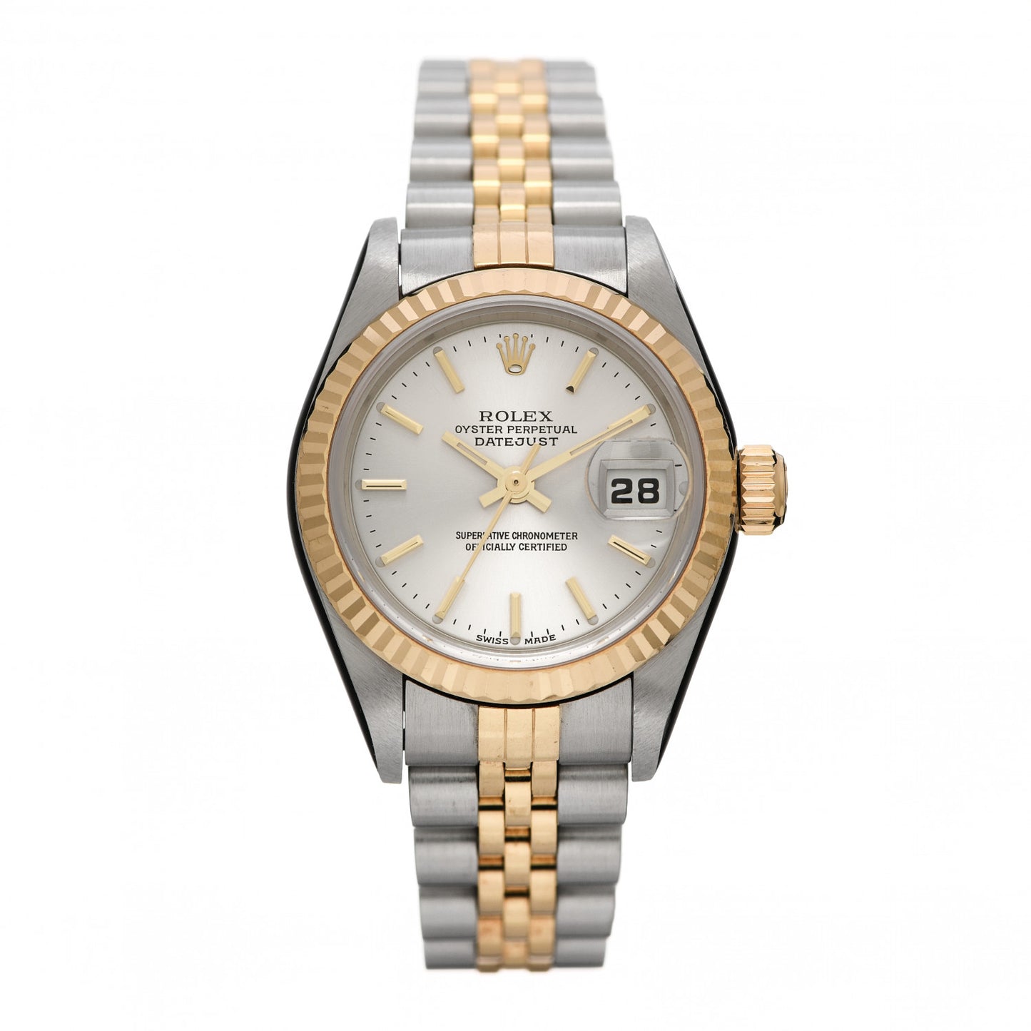 Stainless Steel 18K Yellow Gold 26mm Oyster Perpetual Datejust Watch Silver 79173