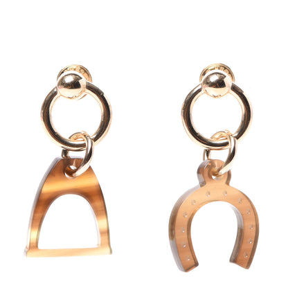 Hermes Permabrass Buffalo Horn Amulettes Equestre Earrings 1 of 4