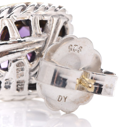 David Yurman Sterling Silver 18K Yellow Gold Amethyst 7mm Albion Earrings 6 of 6