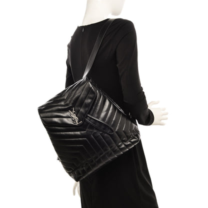 Saint Laurent Calfskin Y Quilted Monogram Medium Loulou Backpack Black 2 of 7