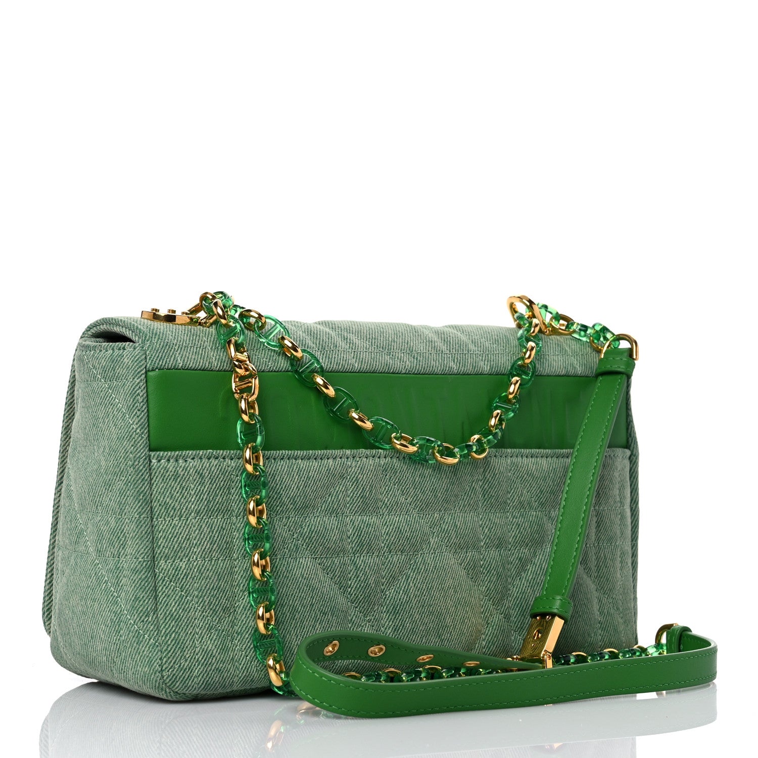 Christian Dior Denim Macrocannage Medium Caro Bag Green 3 of 8
