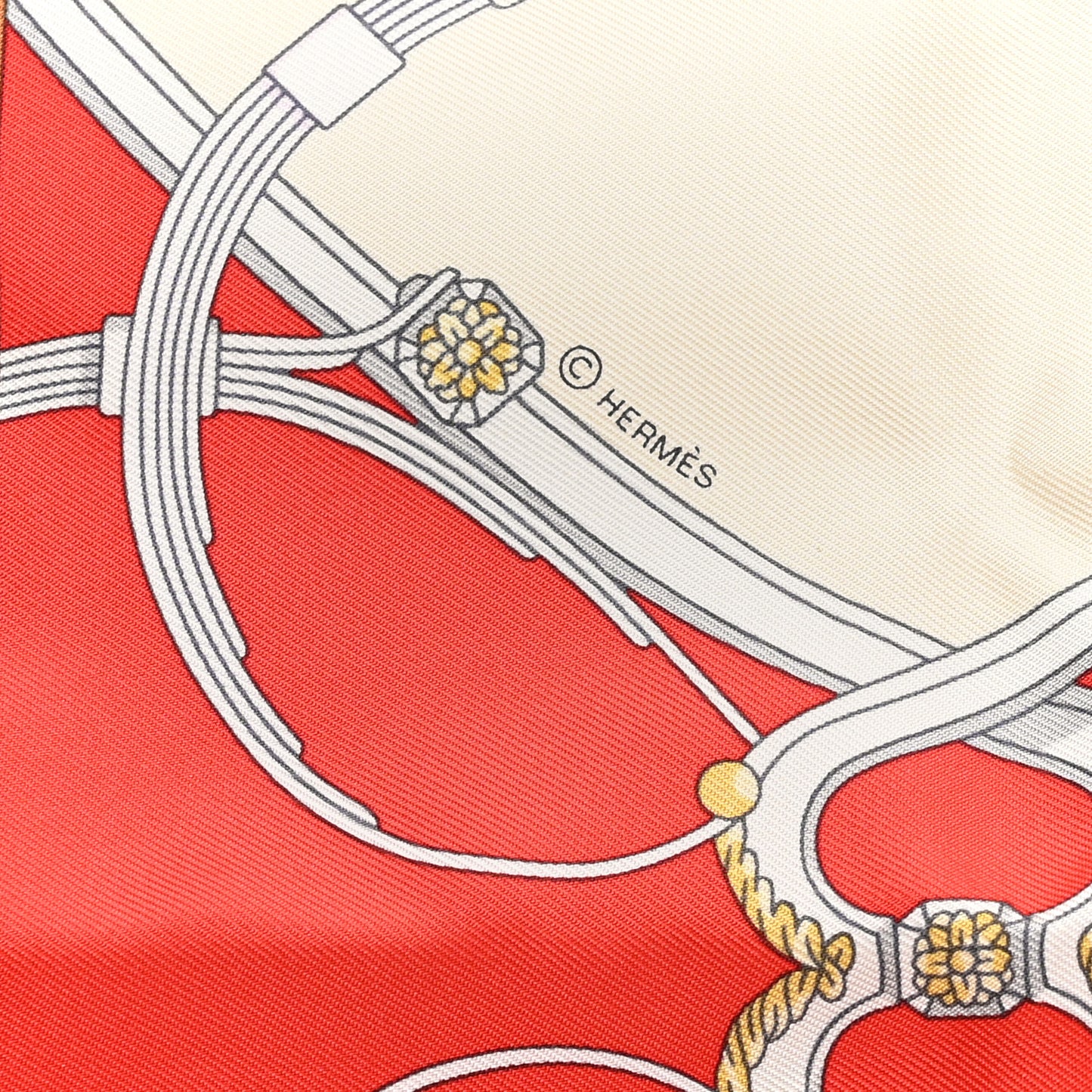 Silk Gavroche Twill Springs Remix Scarf 45 Rouge Creme