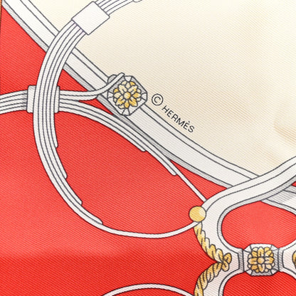 Hermes Silk Gavroche Twill Springs Remix Scarf 45 Rouge Creme 3 of 4