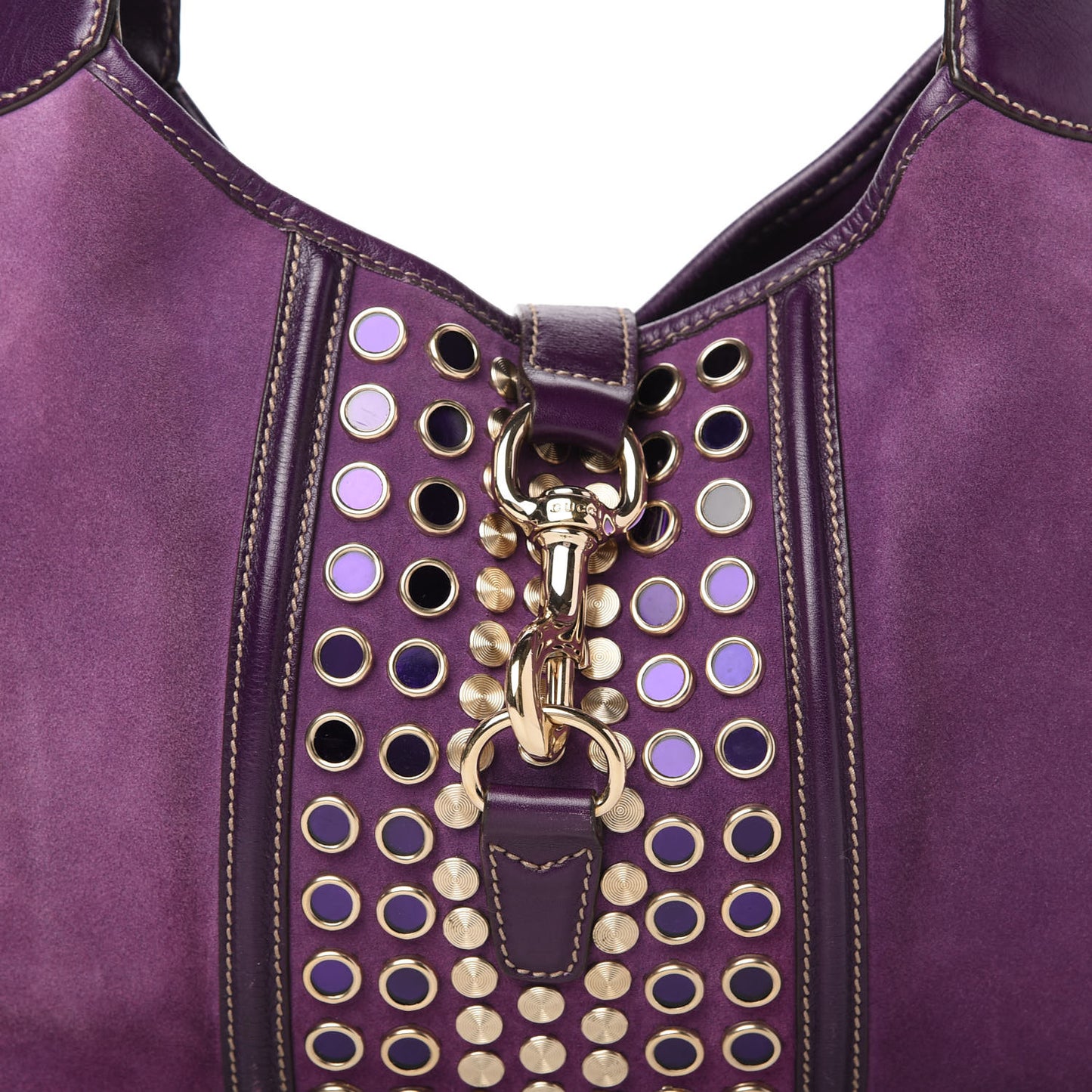 Suede Studded Jackie O Bouvier Hobo Purple
