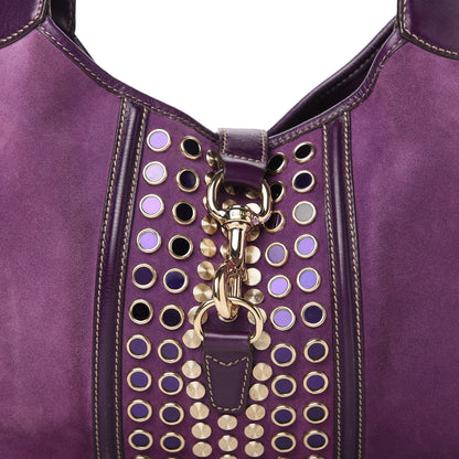 Gucci Suede Studded Jackie O Bouvier Hobo Purple 10 of 10