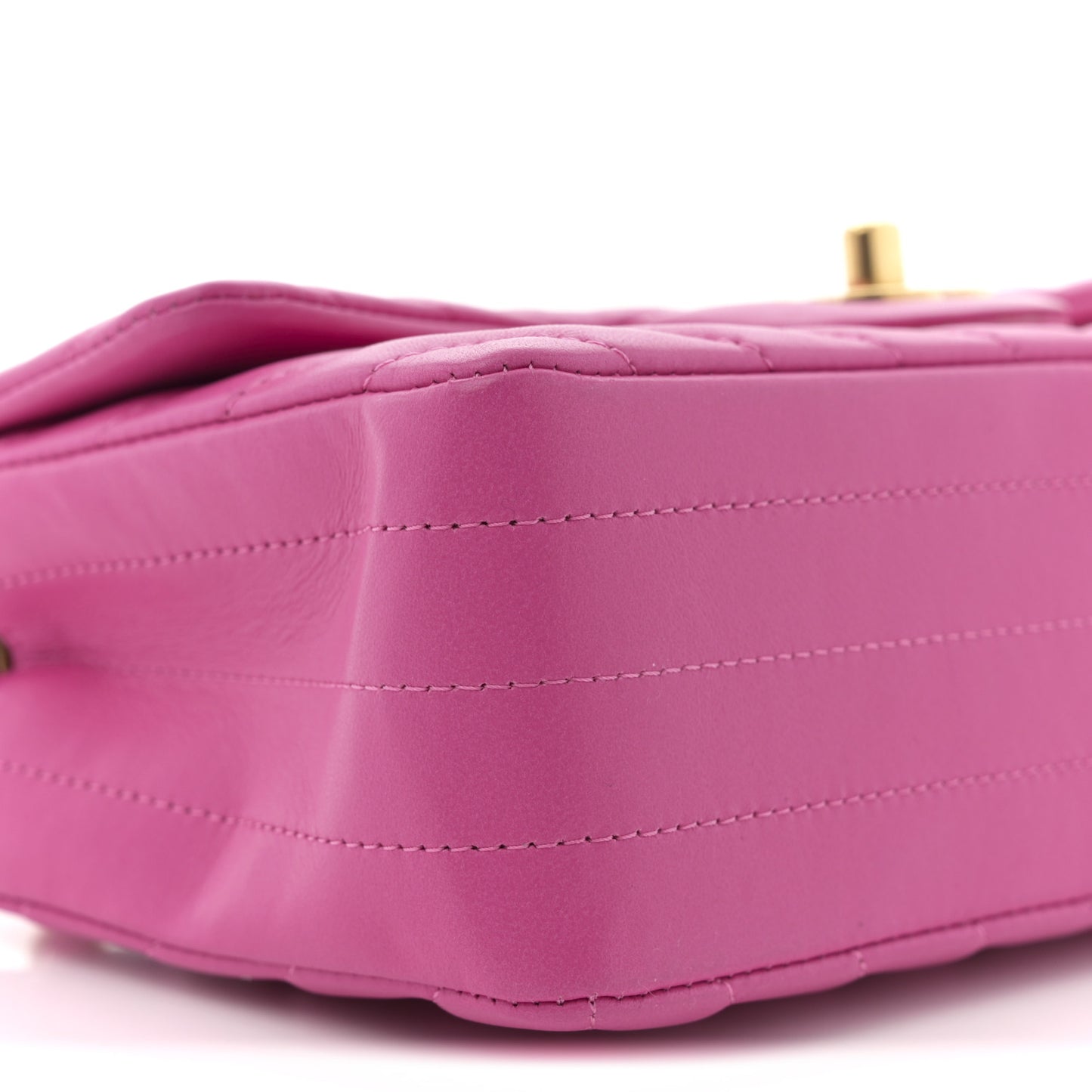 Lambskin Chevron Quilted Mini Rectangular Flap Pink