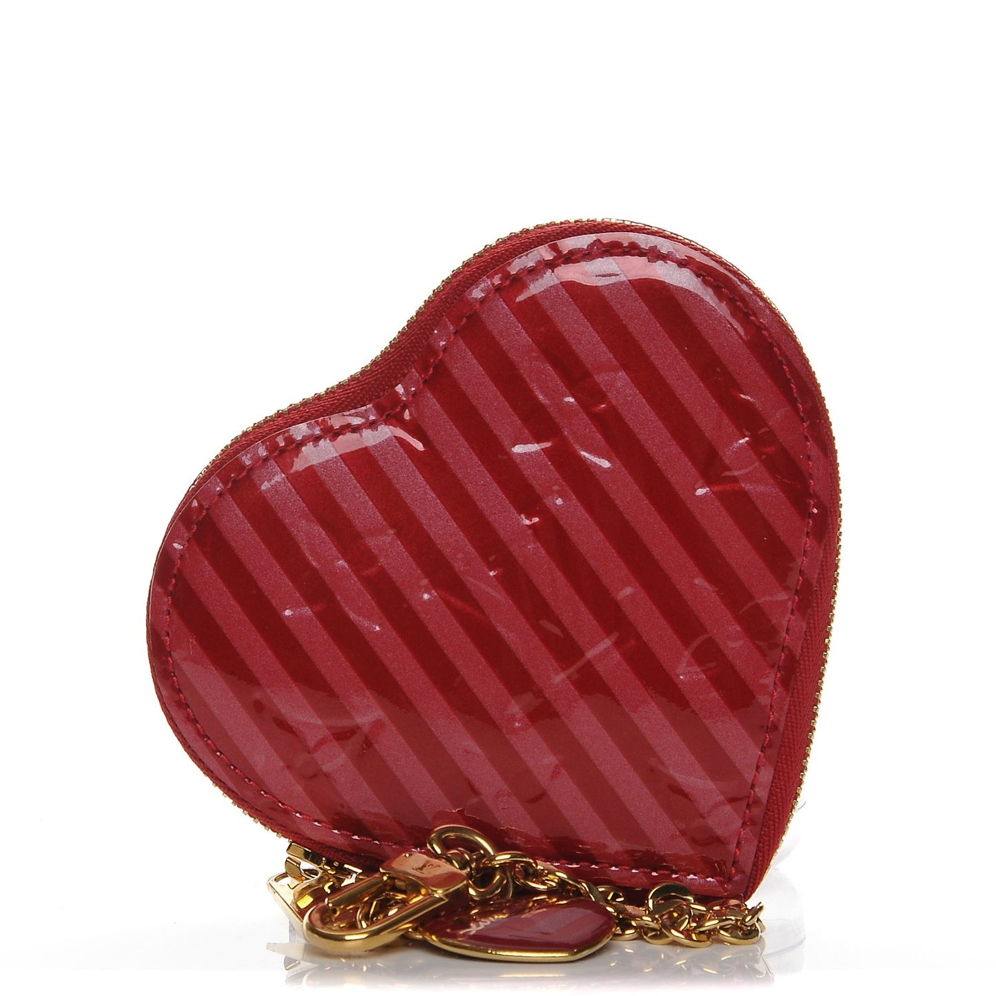Vernis Rayures Coeur Heart Coin Purse Pomme D'Amour