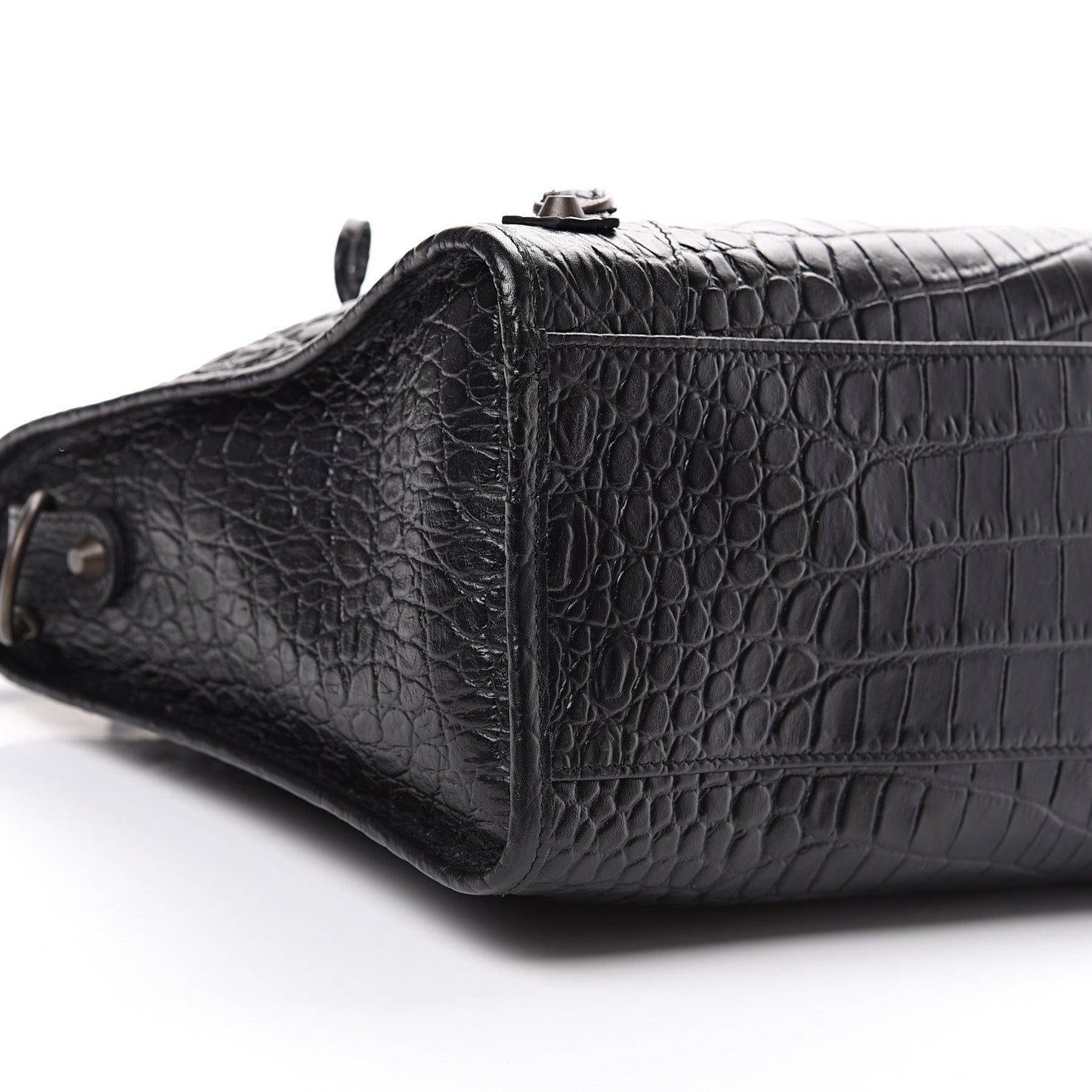 Calfskin Crocodile Embossed Classic Hardware City Black