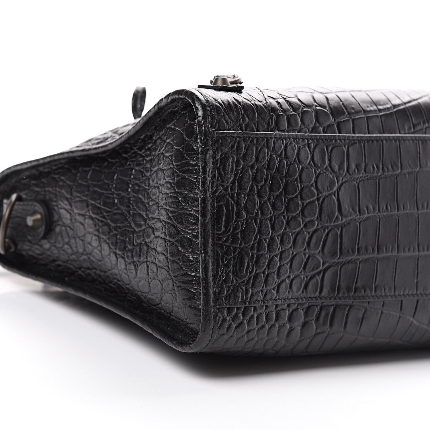 Balenciaga Calfskin Crocodile Embossed Classic Hardware City Black 8 of 9
