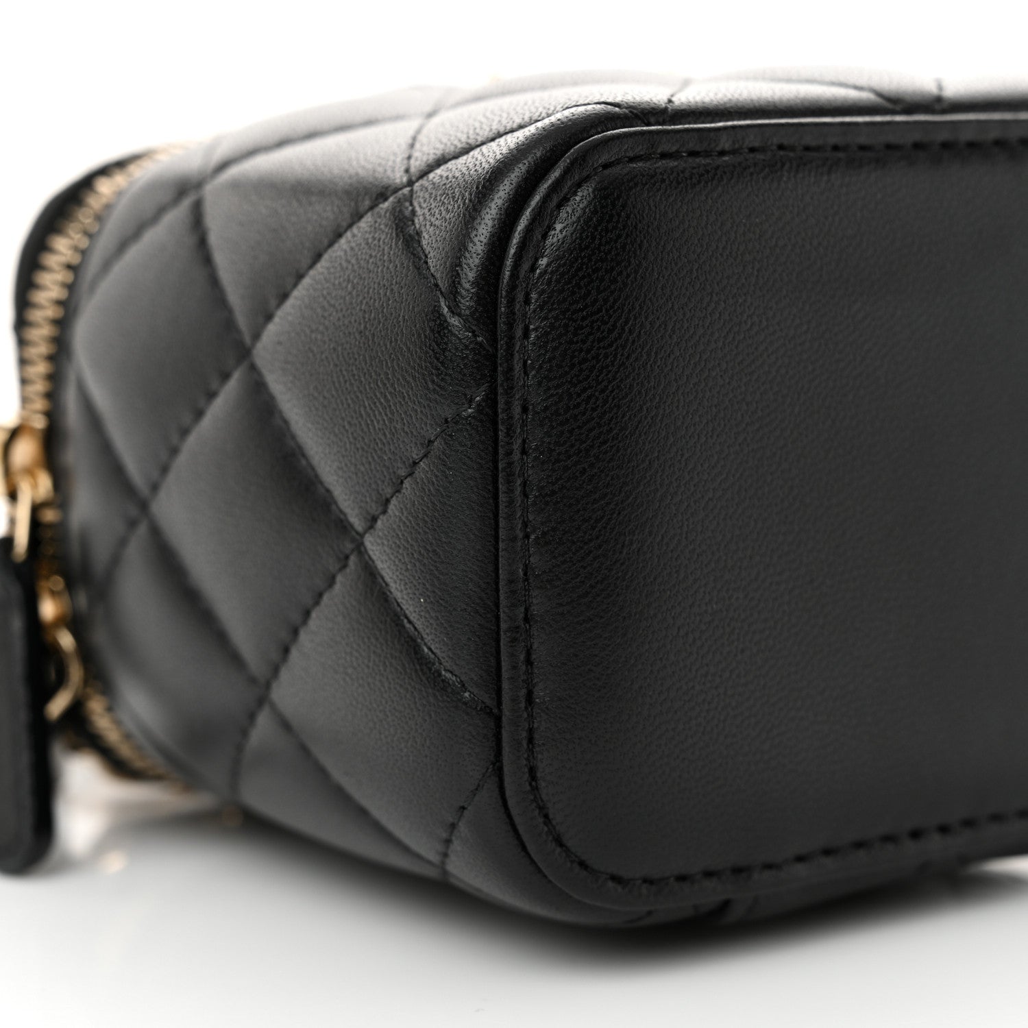 Chanel Lambskin Quilted Top Handle Mini Vanity Case With Chain Black 9 of 12