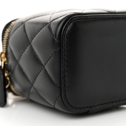 Chanel Lambskin Quilted Top Handle Mini Vanity Case With Chain Black 9 of 12