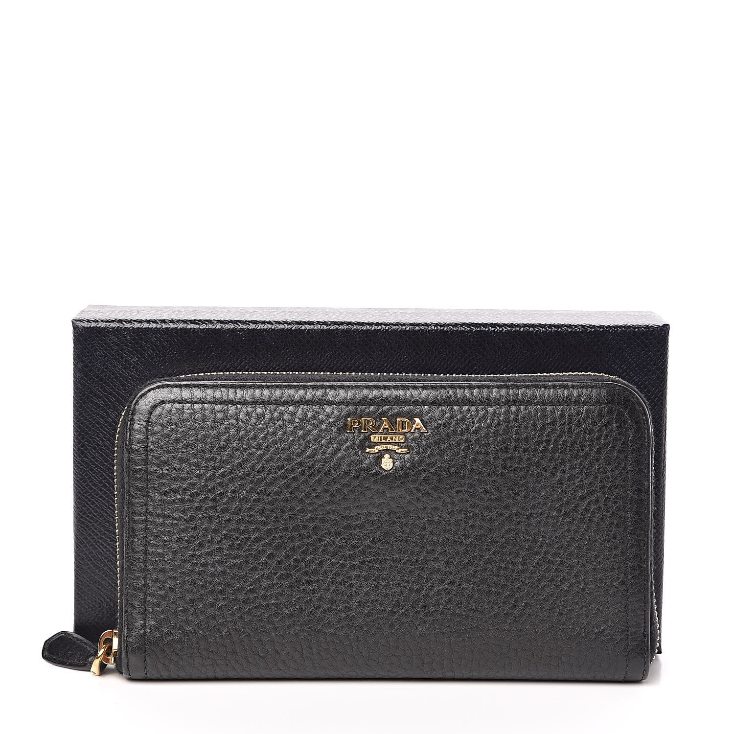 Prada Vitello Daino Zip Around Wallet Black 8 of 8