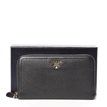 Prada Vitello Daino Zip Around Wallet Black 8 of 8