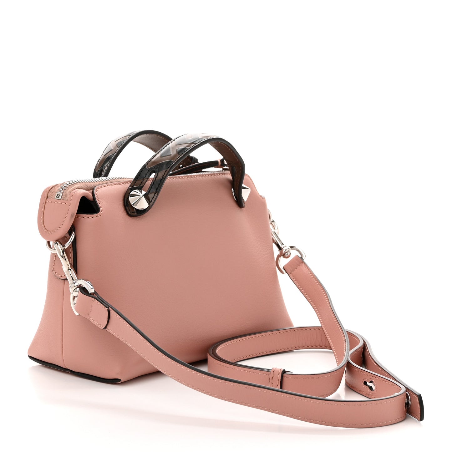Vitello Dolce Bi-Color FF 1974 Embossed Mini By The Way Boston Bag Pink Black Maya
