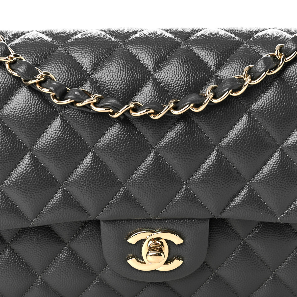 Chanel Caviar Quilted Medium Double Flap Dark Grey 8 of 10