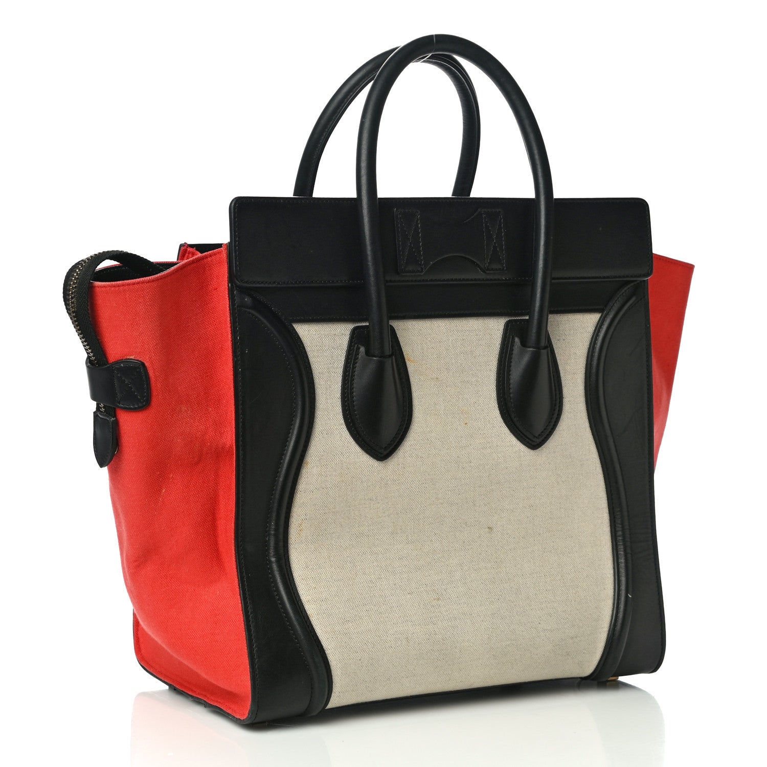 Celine Canvas Smooth Calfskin Micro Tri-Color Luggage Carmin 2 of 11