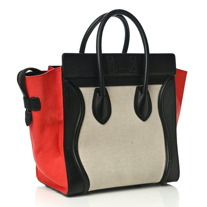 Celine Canvas Smooth Calfskin Micro Tri-Color Luggage Carmin 2 of 11