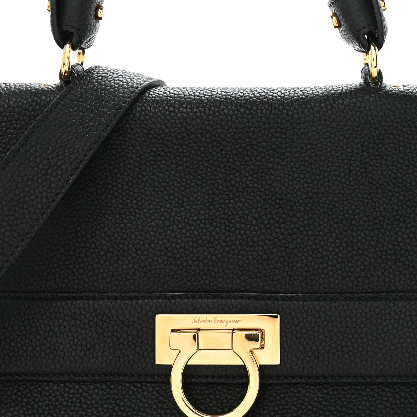 Grained Calfskin Medium Sofia Satchel Black