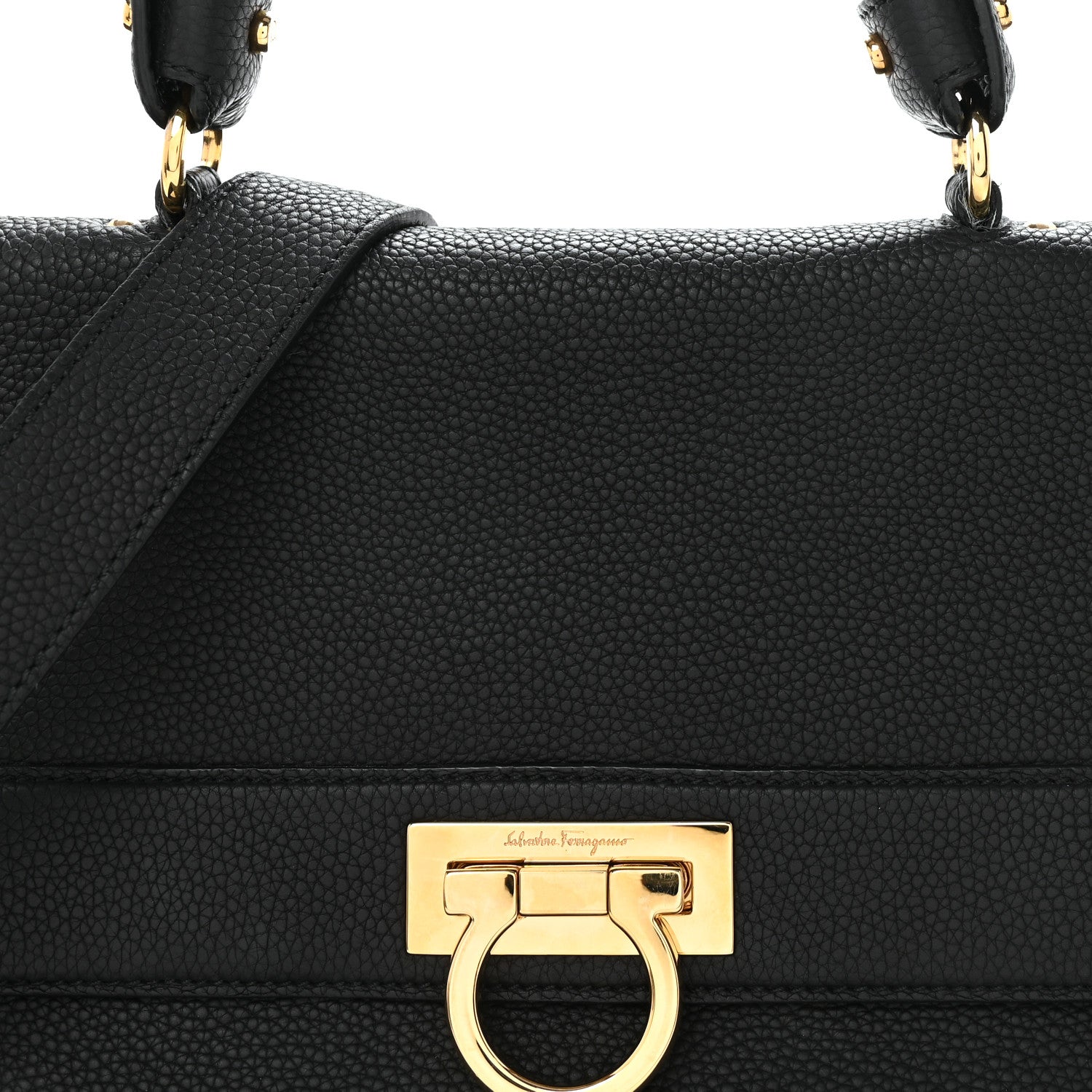 Salvatore Ferragamo Grained Calfskin Medium Sofia Satchel Black 7 of 9