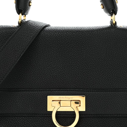 Salvatore Ferragamo Grained Calfskin Medium Sofia Satchel Black 7 of 9