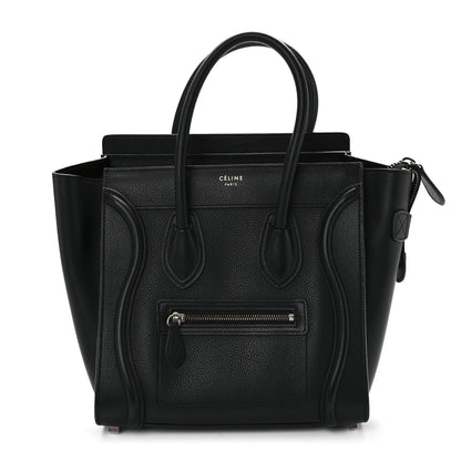 Celine Drummed Calfskin Micro Luggage Black 1 of 8