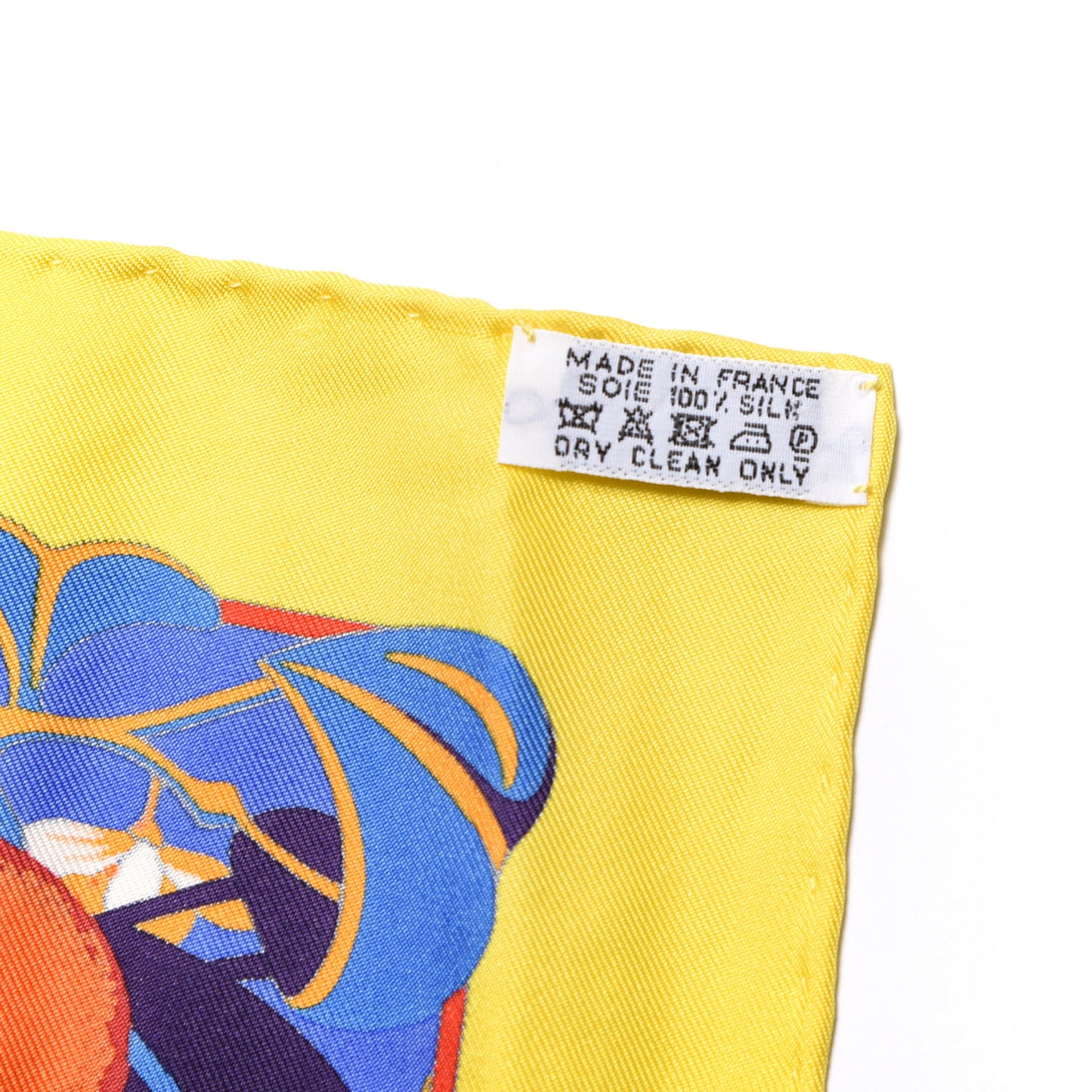 Silk Flamingo Party Scarf 90 Jaune Vif Bleu Blanc
