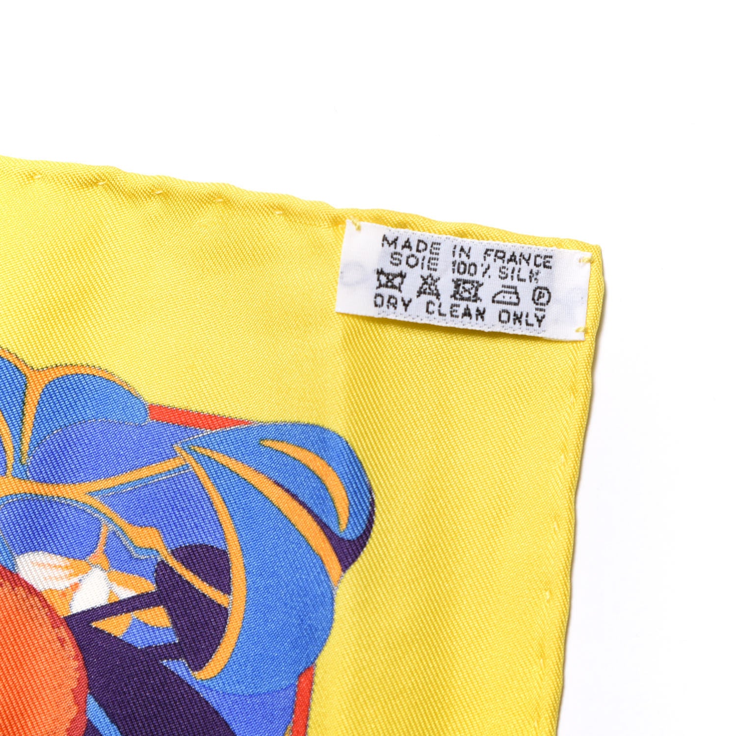 Hermes Silk Flamingo Party Scarf 90 Jaune Vif Bleu Blanc 3 of 3