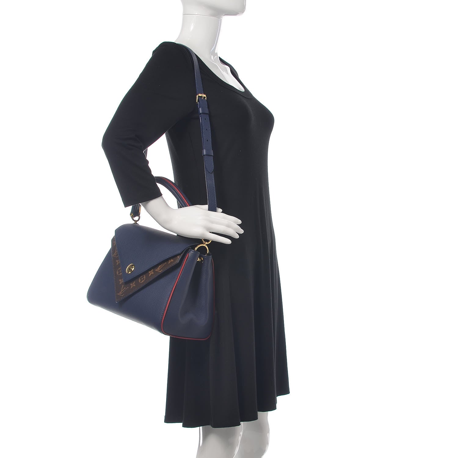 Louis Vuitton Grained Calfskin Monogram Double V Blue Marine 2 of 11